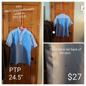 Men's Large Vintage 70s McDonald's Uniform Shirt Light Blue